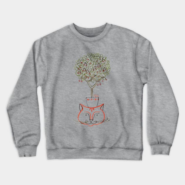 Сat with cherry tree Crewneck Sweatshirt by nataly sova